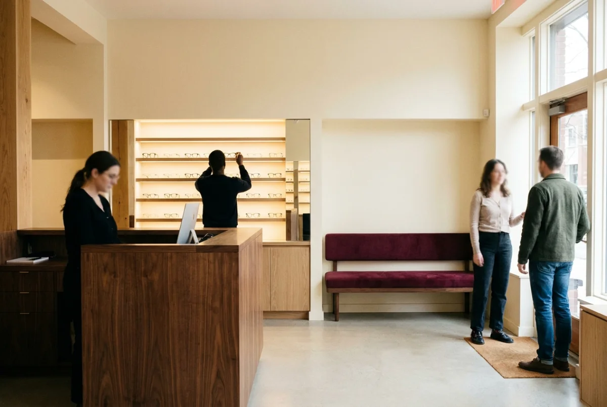 Optical staff working the dispensary floor